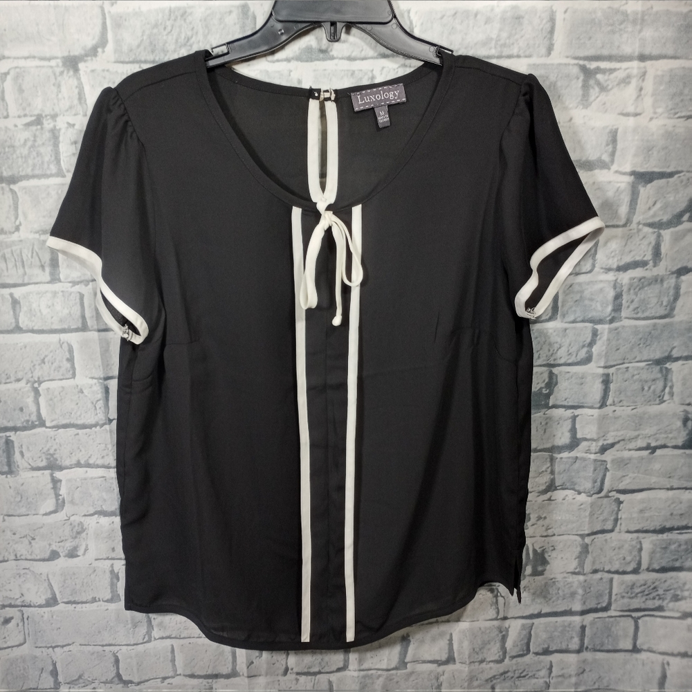Luxology Sheer Short Sleeved Blouse M